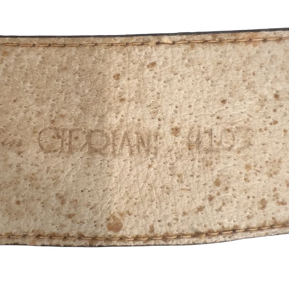 Vintage Cipriani Womens Wide Belt‎ Brown Alligator Embossed Italian Leather S/M